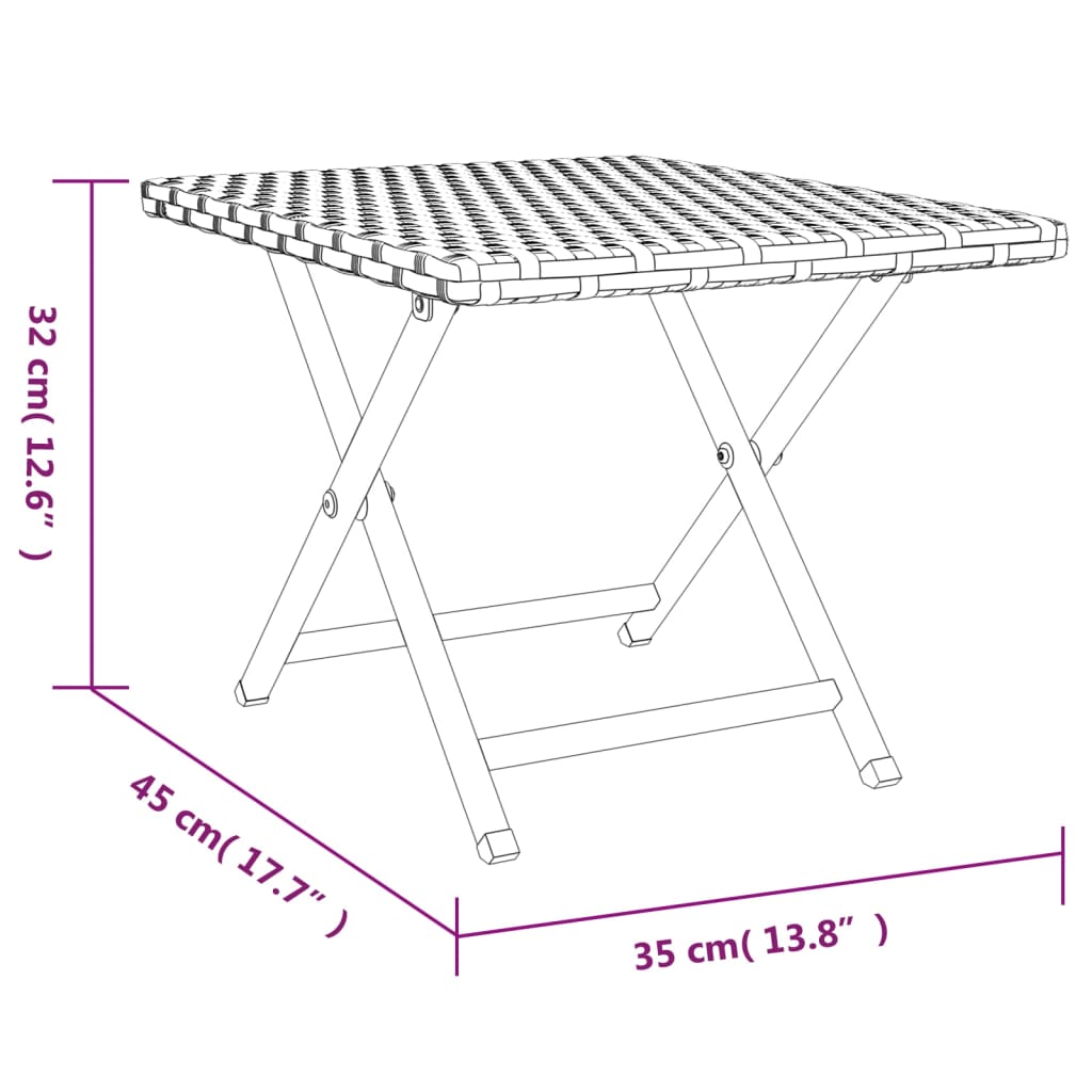 Foldebord Brun 45x35x32 cm Poly Rattan