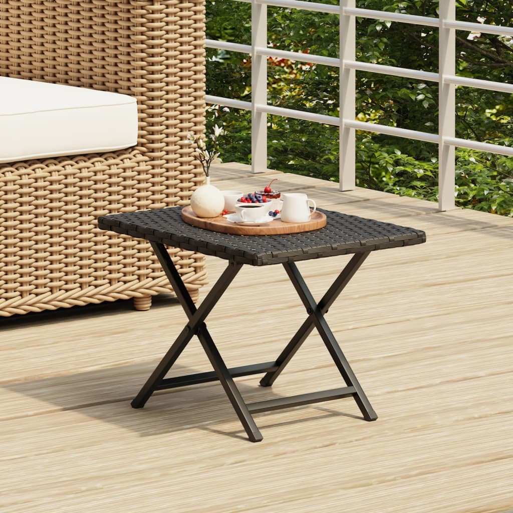 Foldebord Sort 45x35x32 cm Poly Rattan