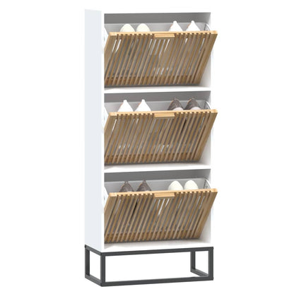 Skoskab Hvid 52x25x120 cm Træ Materiale