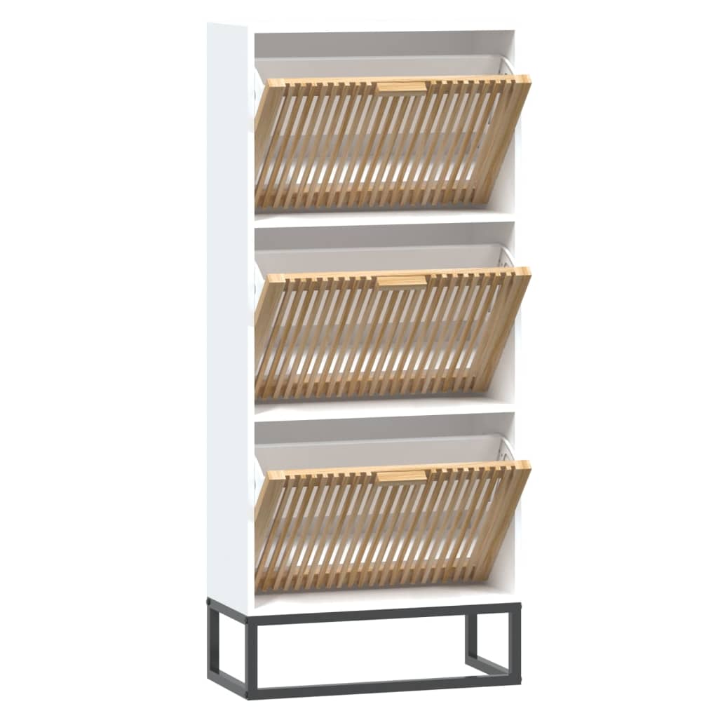 Skoskab Hvid 52x25x120 cm Træ Materiale