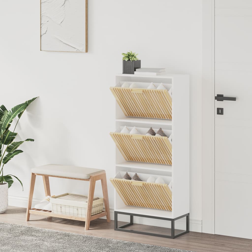Skoskab Hvid 52x25x120 cm Træ Materiale