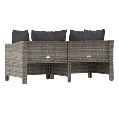 2-teiliges Garten-Lounge-Set mit Kissen Grau Poly Rattan