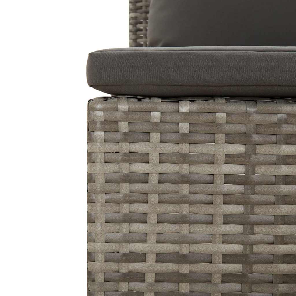 2-teiliges Garten-Lounge-Set mit Kissen Grau Poly Rattan