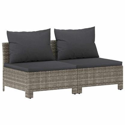 Gartensofa 2-Sitzer mit Kissen Grau Poly Rattan