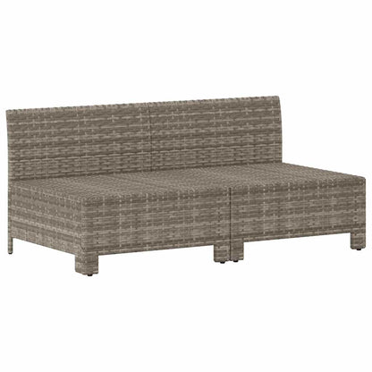 Gartensofa 2-Sitzer mit Kissen Grau Poly Rattan