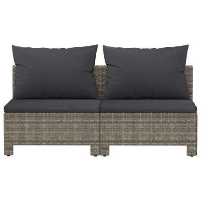 Gartensofa 2-Sitzer mit Kissen Grau Poly Rattan