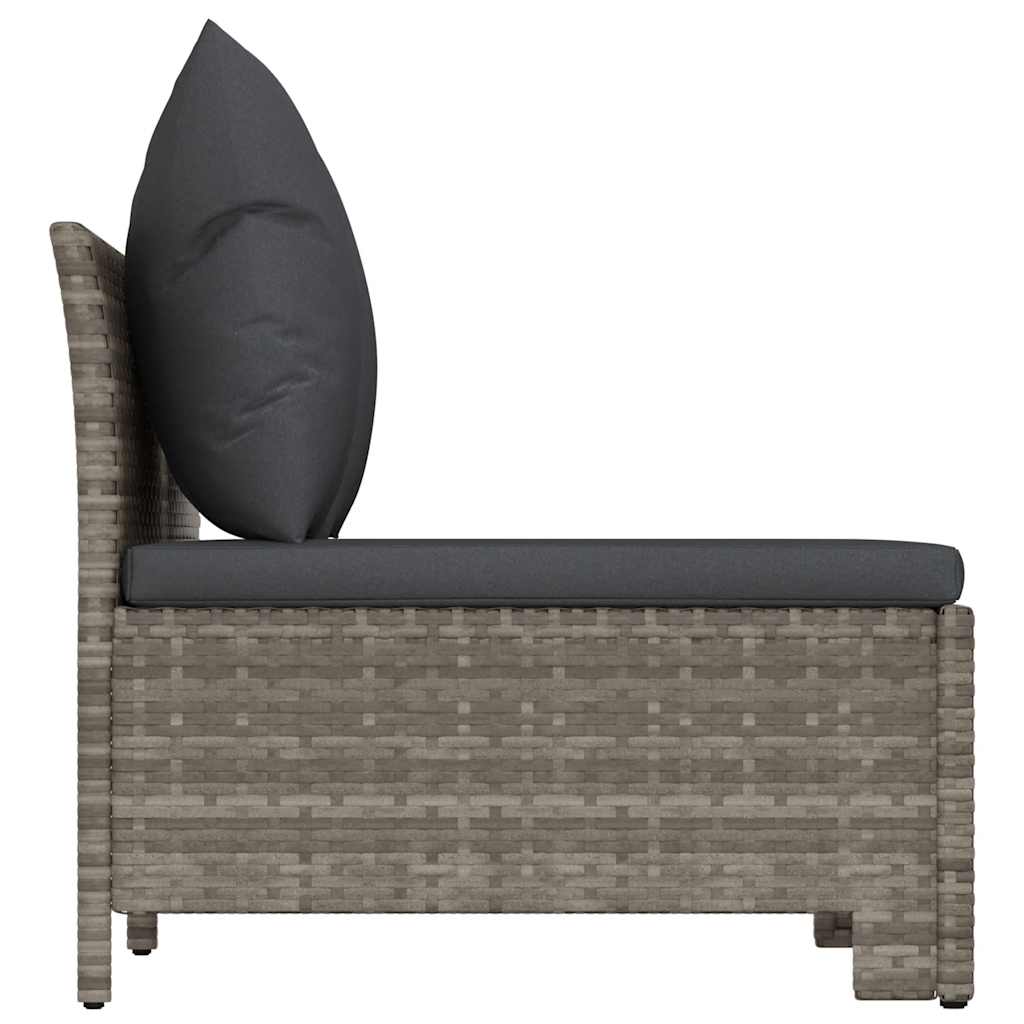 Gartensofa 2-Sitzer mit Kissen Grau Poly Rattan