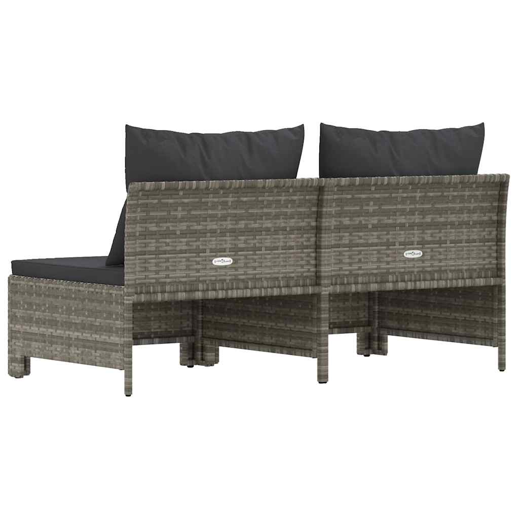 Gartensofa 2-Sitzer mit Kissen Grau Poly Rattan