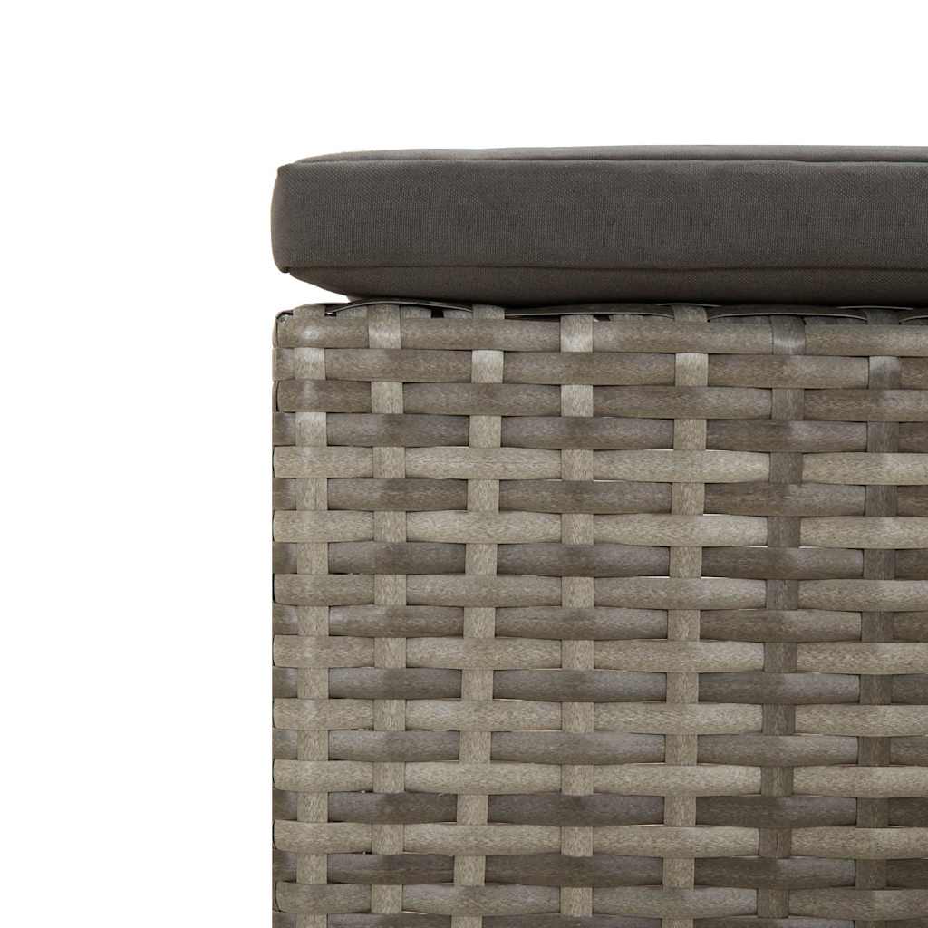 Garten-Fußstütze mit Kissen Grau Poly Rattan