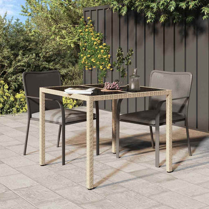 Garten-Eßtisch Beige 90 x 90 x 75 cm Poly Rattan