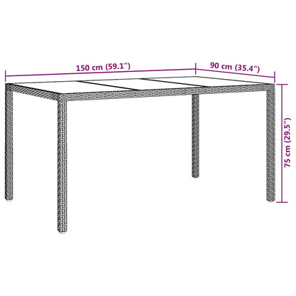Garten-Eßtisch Weiß 150 x 90 x 75 cm Poly Rattan