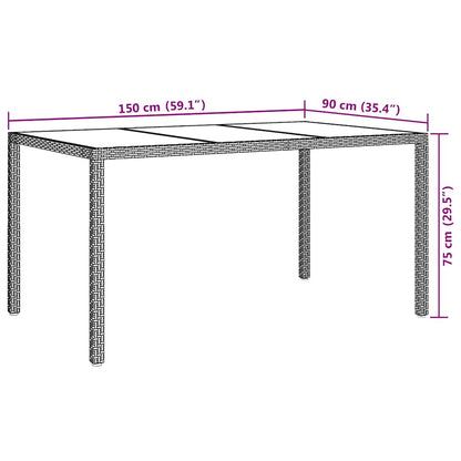 Garten-Eßtisch Weiß 150 x 90 x 75 cm Poly Rattan