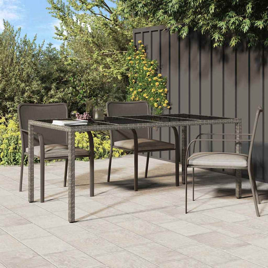 Garten-Eßtisch Grau 190 x 90 x 75 cm Poly Rattan