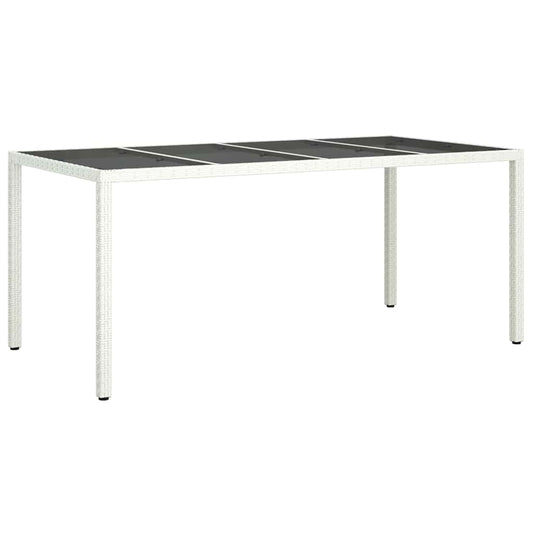 Garten-Eßtisch Weiß 190 x 90 x 75 cm Poly Rattan