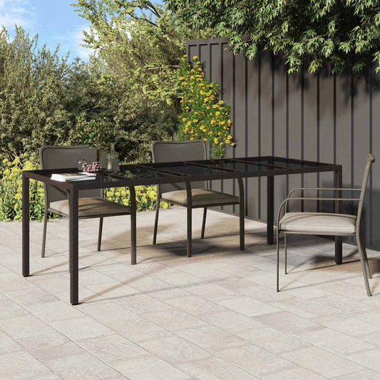 Garten-Eßtisch Braun 250 x 100 x 75 cm Poly Rattan