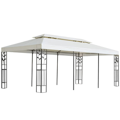 Pavillon mit Doppeldach Weiß 6x3 m Stahl