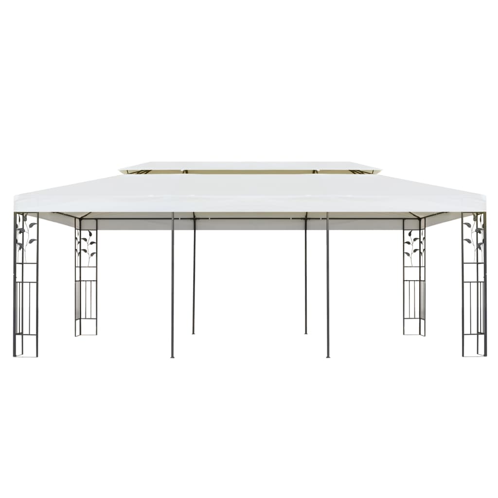Pavillon mit Doppeldach Weiß 6x3 m Stahl