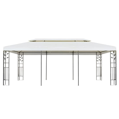 Pavillon mit Doppeldach Weiß 6x3 m Stahl
