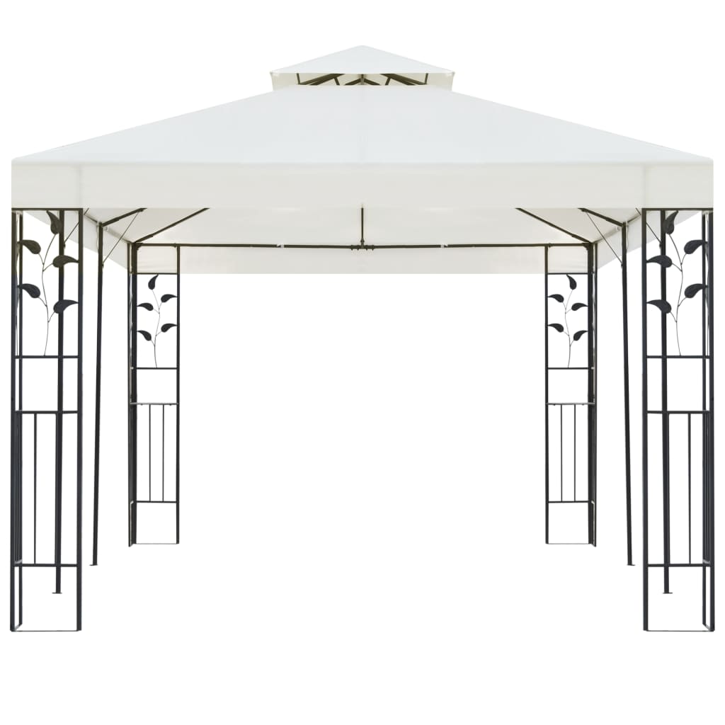 Pavillon mit Doppeldach Weiß 6x3 m Stahl