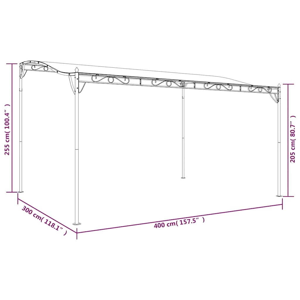 Markise Creme 4x3 m 180 g/m² Stoff und Stahl