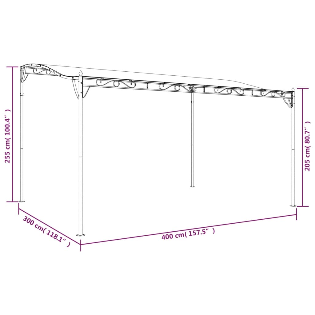 Markise Taupe 4x3 m 180 g/m² Stoff und Stahl