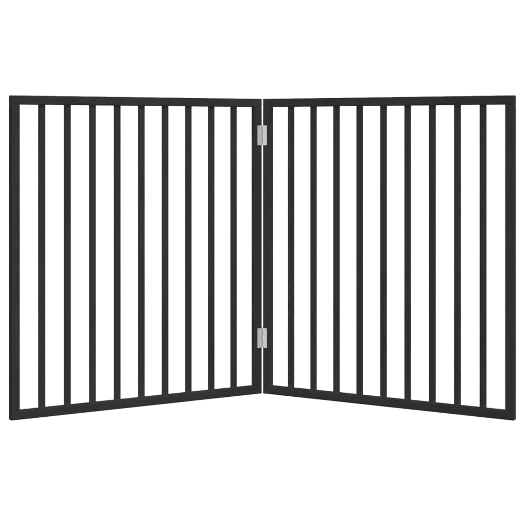 Hundegitter Faltbar 2 Paneele Schwarz 160 cm Pappelholz