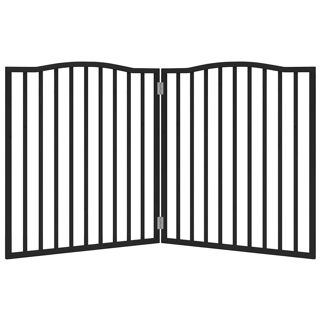 2-tlg. Hundetor Faltbar Schwarz 160 cm Pappelholz