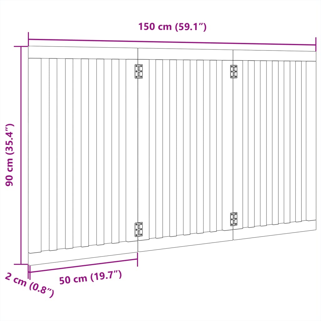 Hundegitter Faltbar 3 Paneele 150 cm Pappelholz