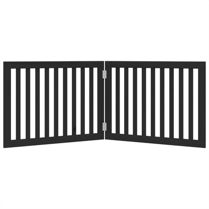 2-tlg. Hundetor Faltbar Schwarz 160 cm Pappelholz