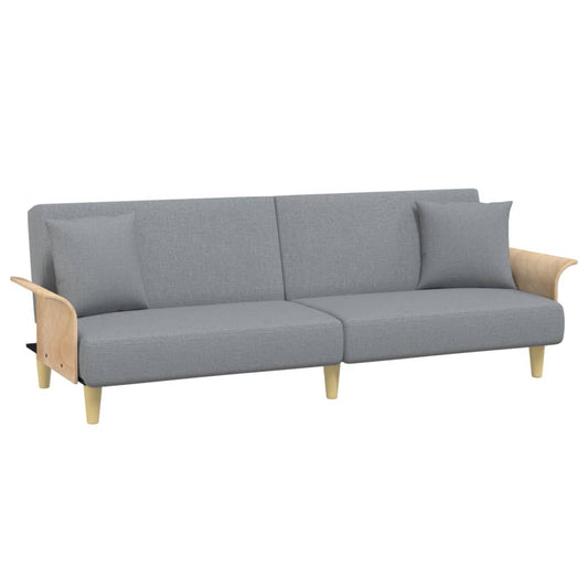 Sovesofa med armlæn lysegråt stof