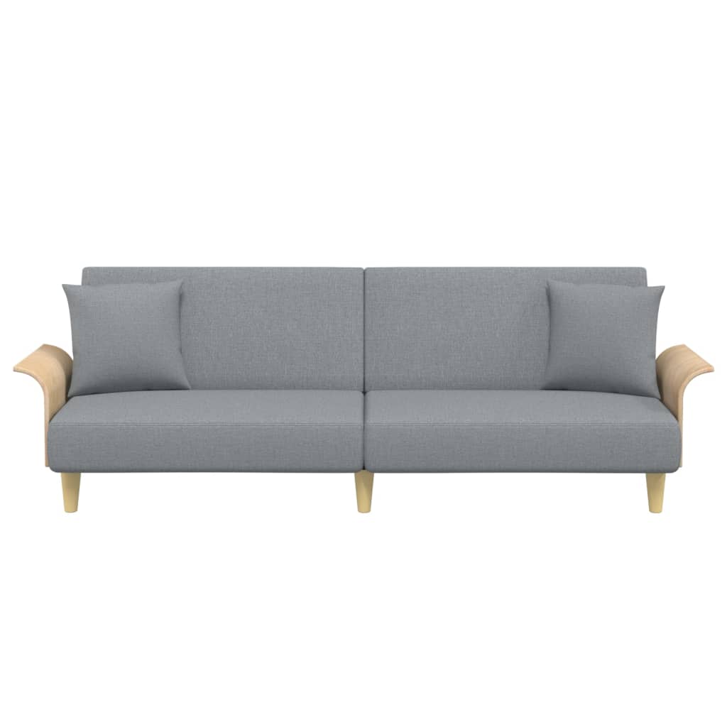 Sovesofa med armlæn lysegråt stof