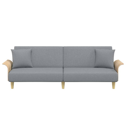 Sovesofa med armlæn lysegråt stof