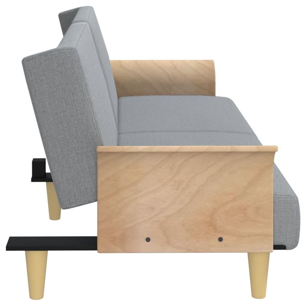 Sovesofa med armlæn lysegråt stof