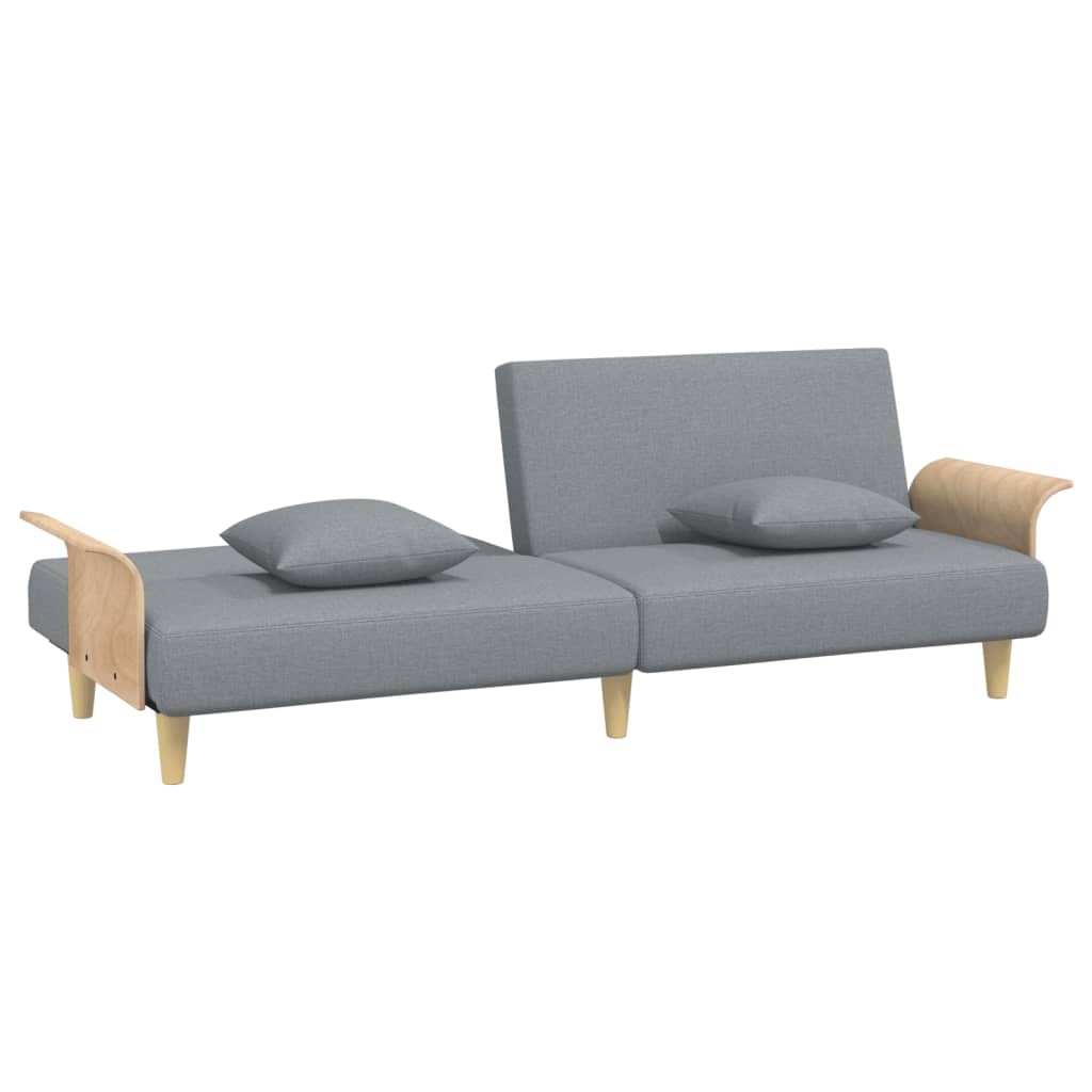 Sovesofa med armlæn lysegråt stof