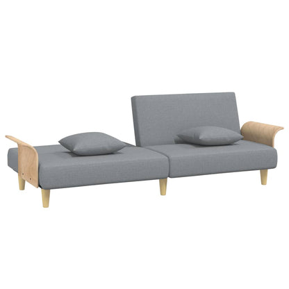 Sovesofa med armlæn lysegråt stof
