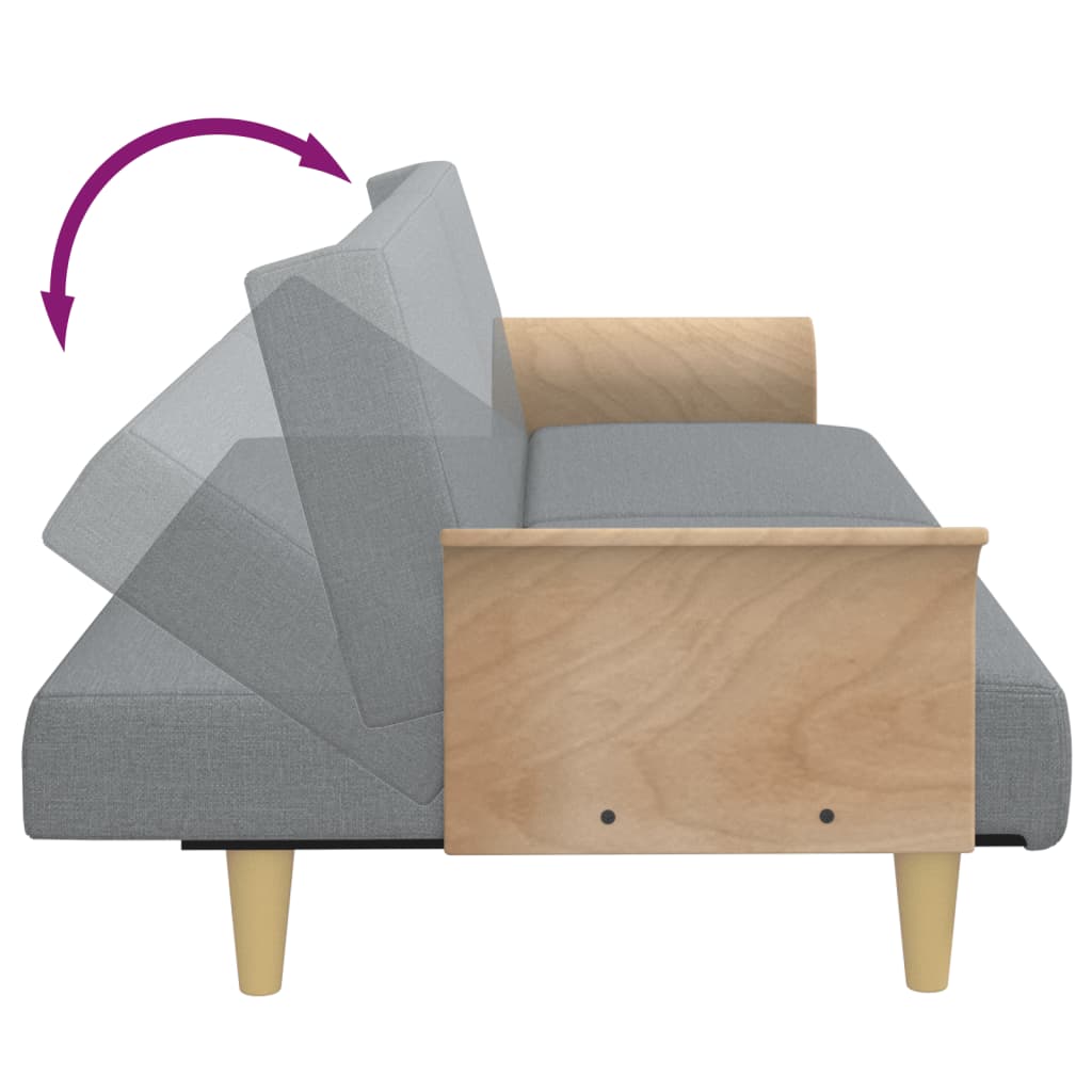 Sovesofa med armlæn lysegråt stof