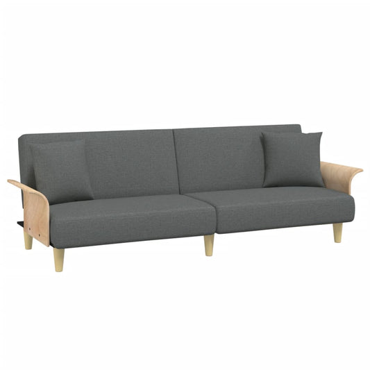 Sovesofa med armlæn mørkegrå stof
