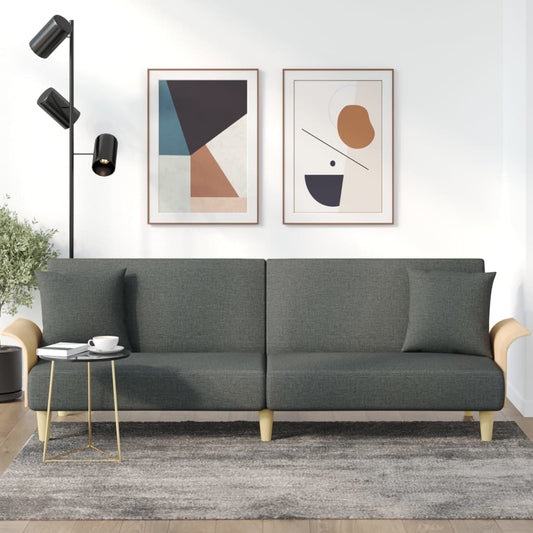 Sovesofa med armlæn mørkegrå stof