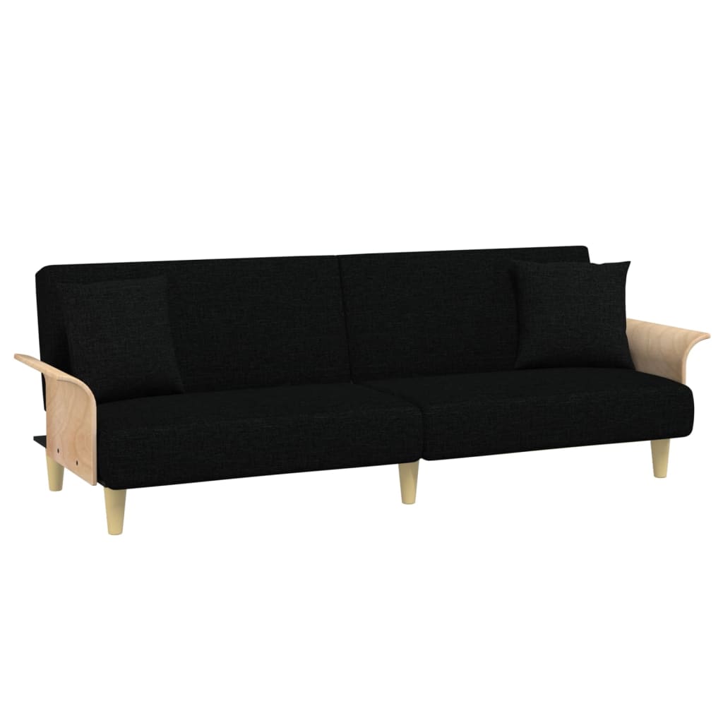 Sovesofa med armlæn Sort stof