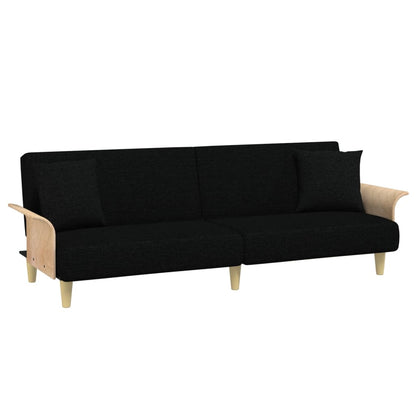 Sovesofa med armlæn Sort stof