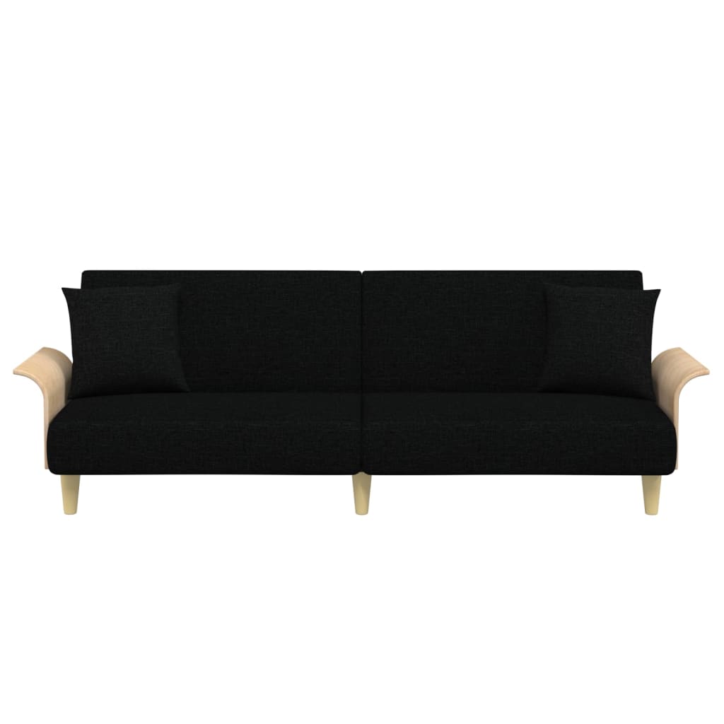 Sovesofa med armlæn Sort stof