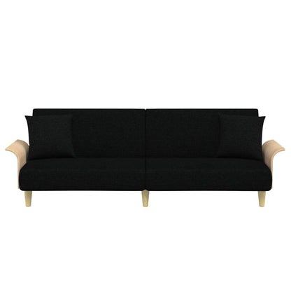 Sovesofa med armlæn Sort stof