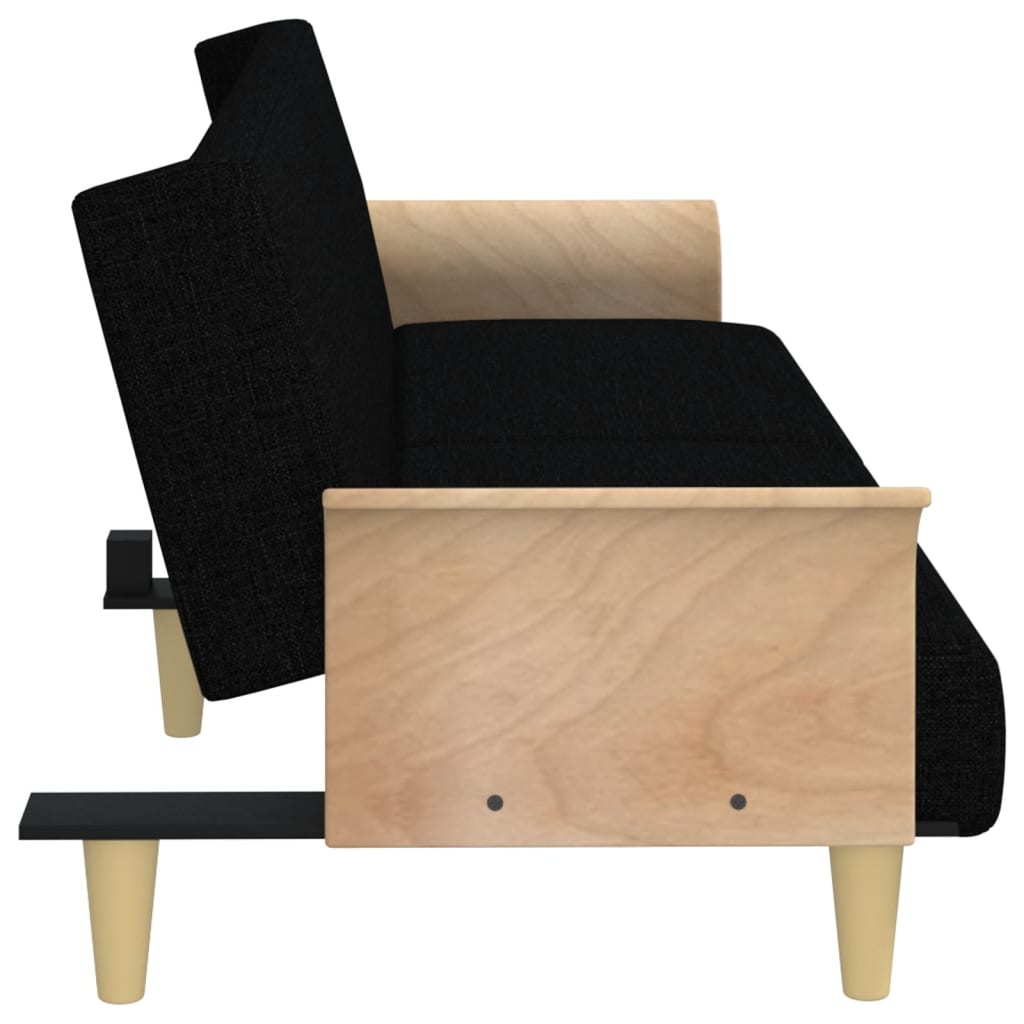 Sovesofa med armlæn Sort stof