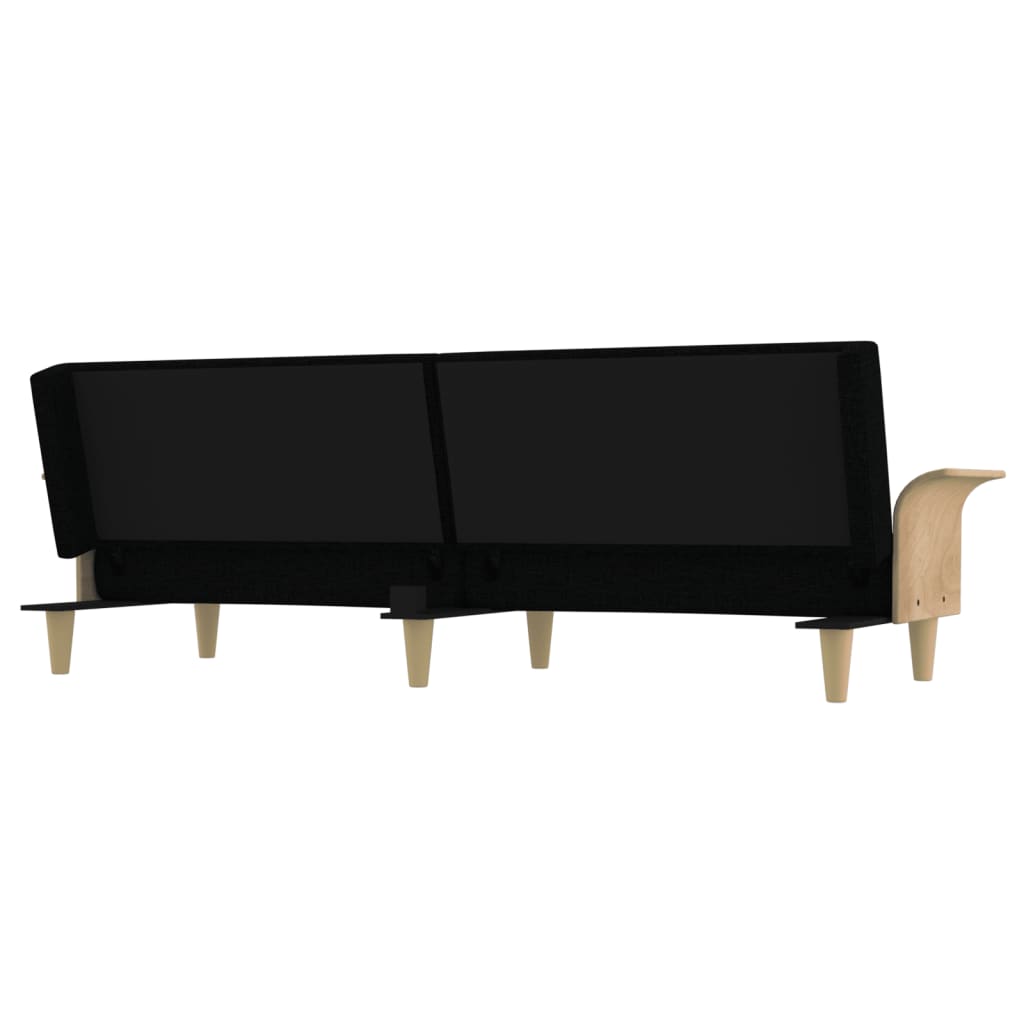 Sovesofa med armlæn Sort stof