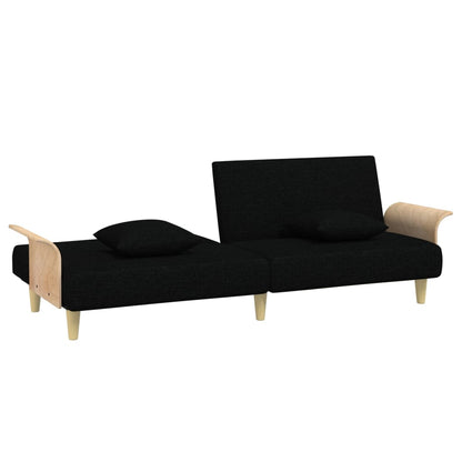 Sovesofa med armlæn Sort stof