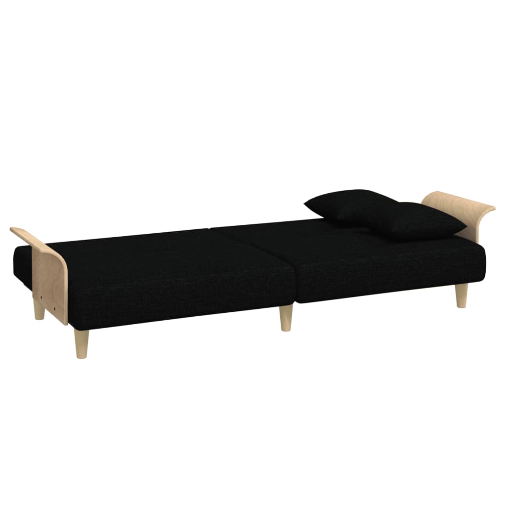 Sovesofa med armlæn Sort stof