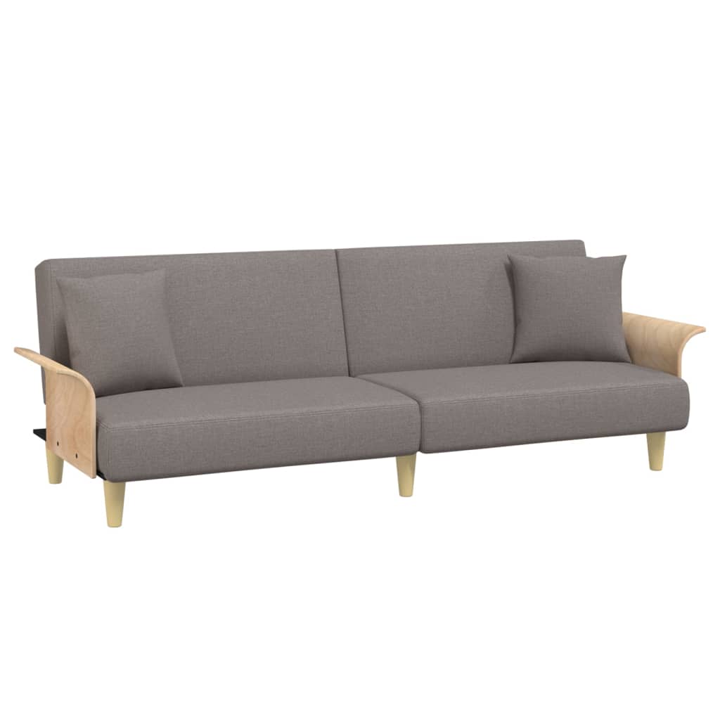 Sovesofa med armlæn i taupe stof