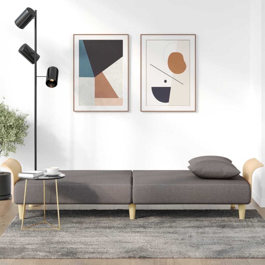 Sovesofa med armlæn i taupe stof