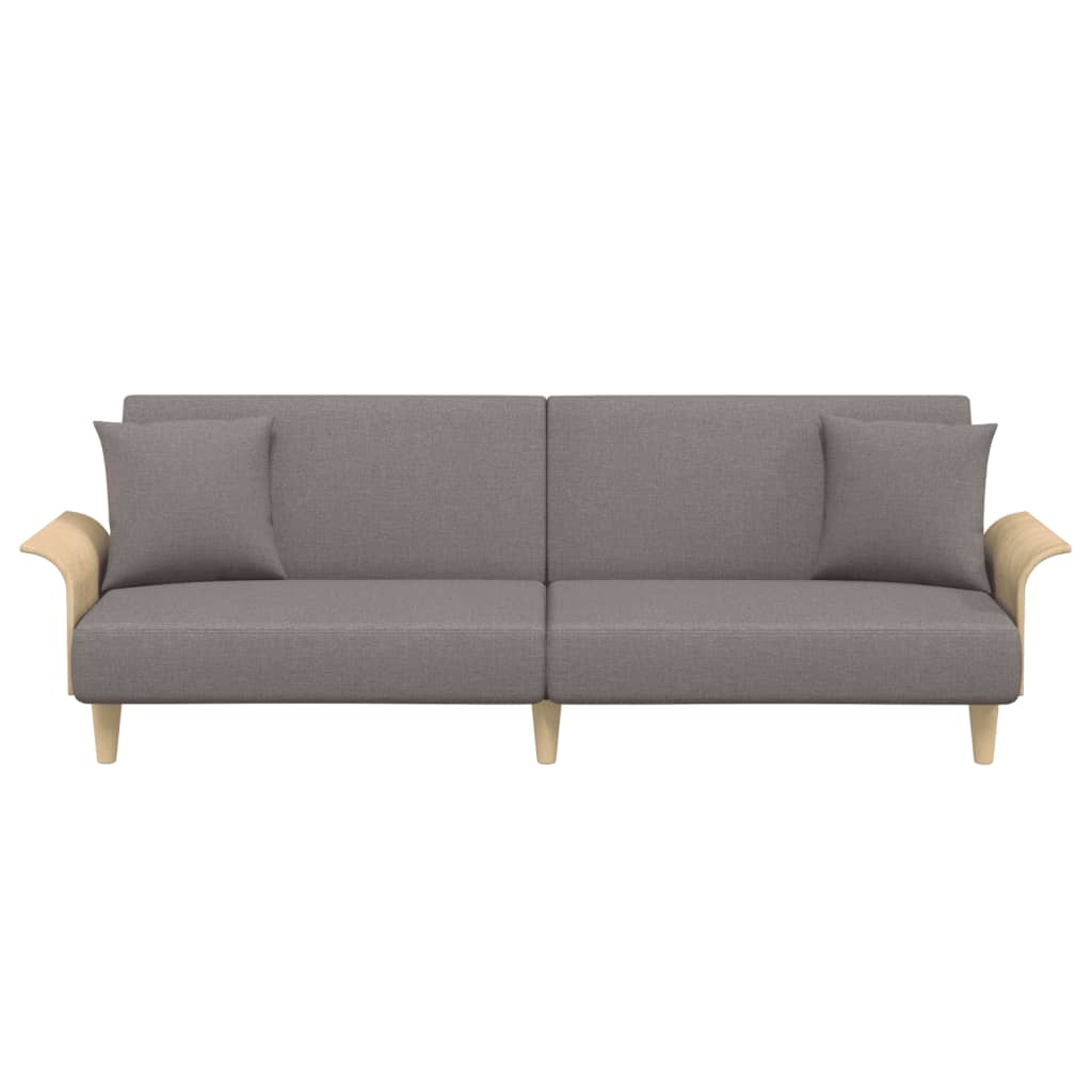 Sovesofa med armlæn i taupe stof