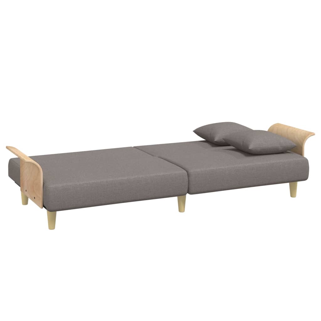 Sovesofa med armlæn i taupe stof